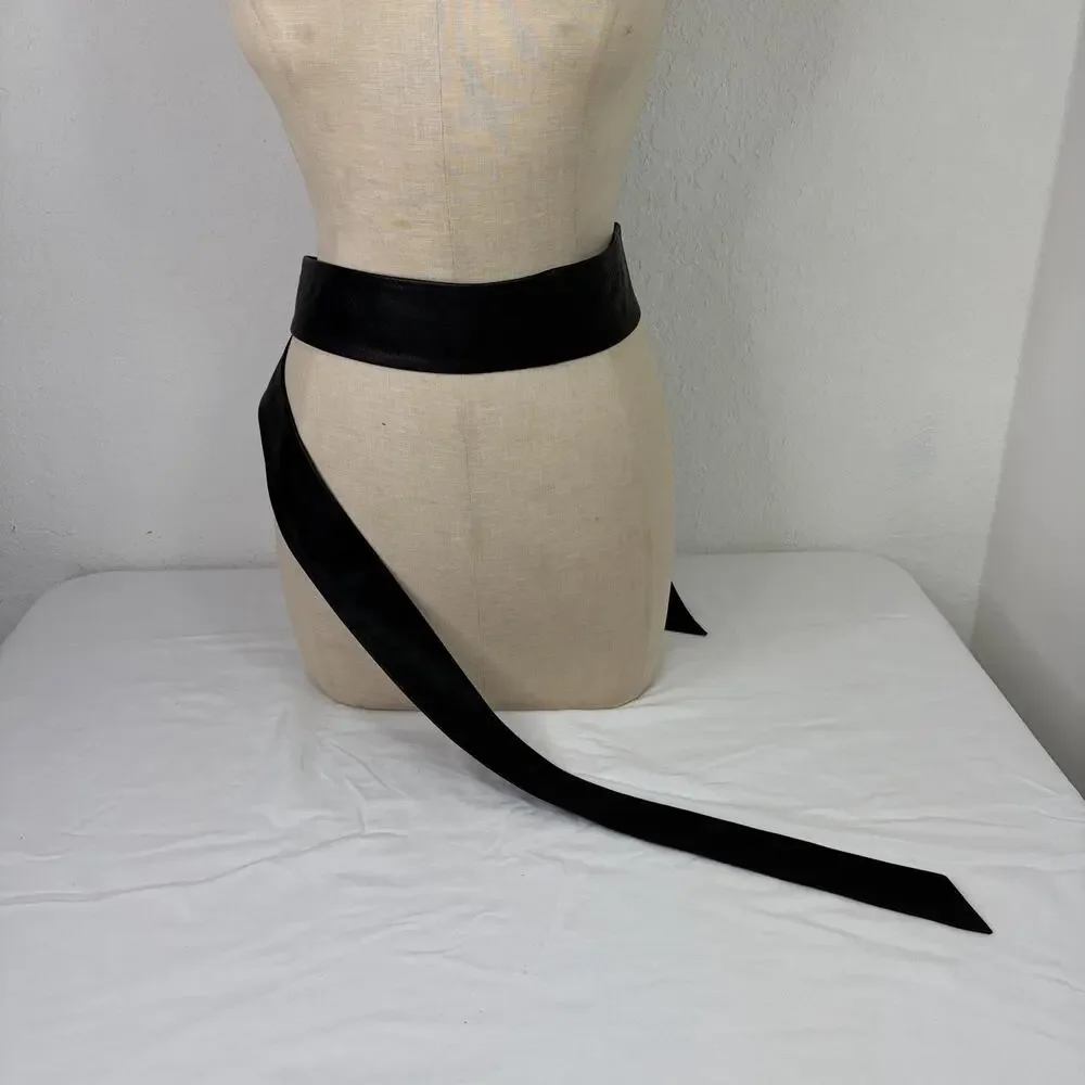 Zara Black Leather Wrap Waist Belt Size 90 cm/L, chic, minimalist, fashion, glam